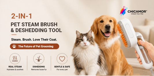 best 2-in-1 pet steam brush & deshedding tool