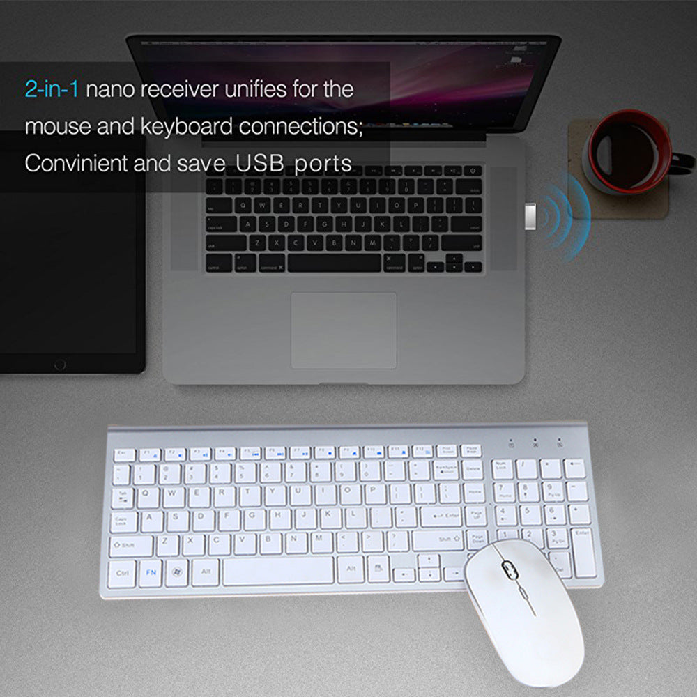 Wireless Keyboard and Mouse - White Color