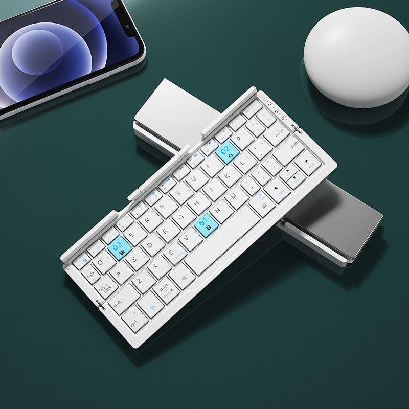 Foldable Bluetooth Keyboard with Stand - White