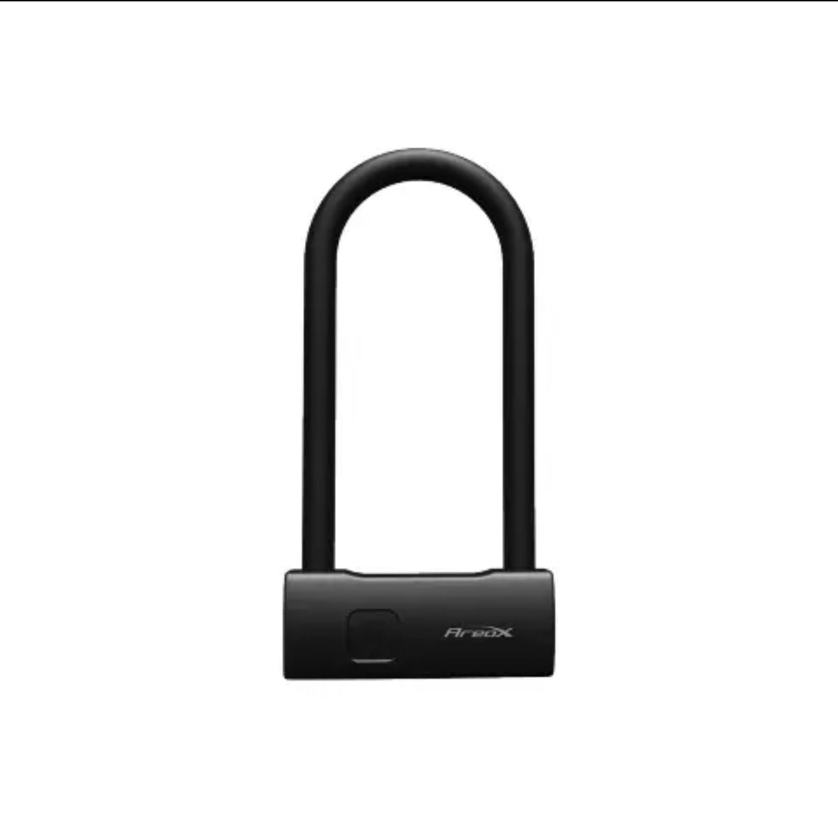 Black fingerprint U-lock, front view on a white background