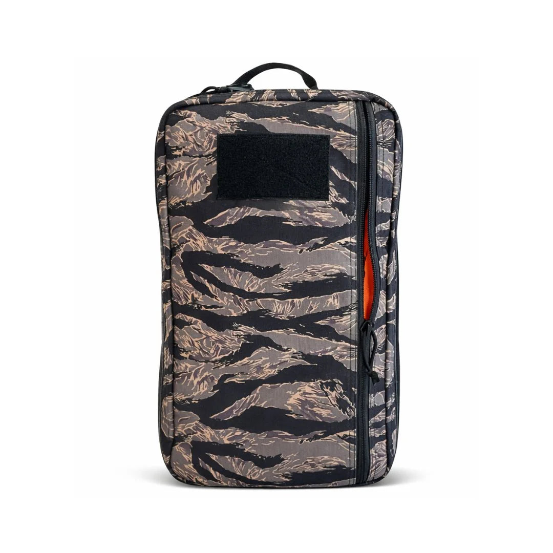 Recycled Firefighter 24 Hour Backpack in gray and tan tiger stripe camouflage