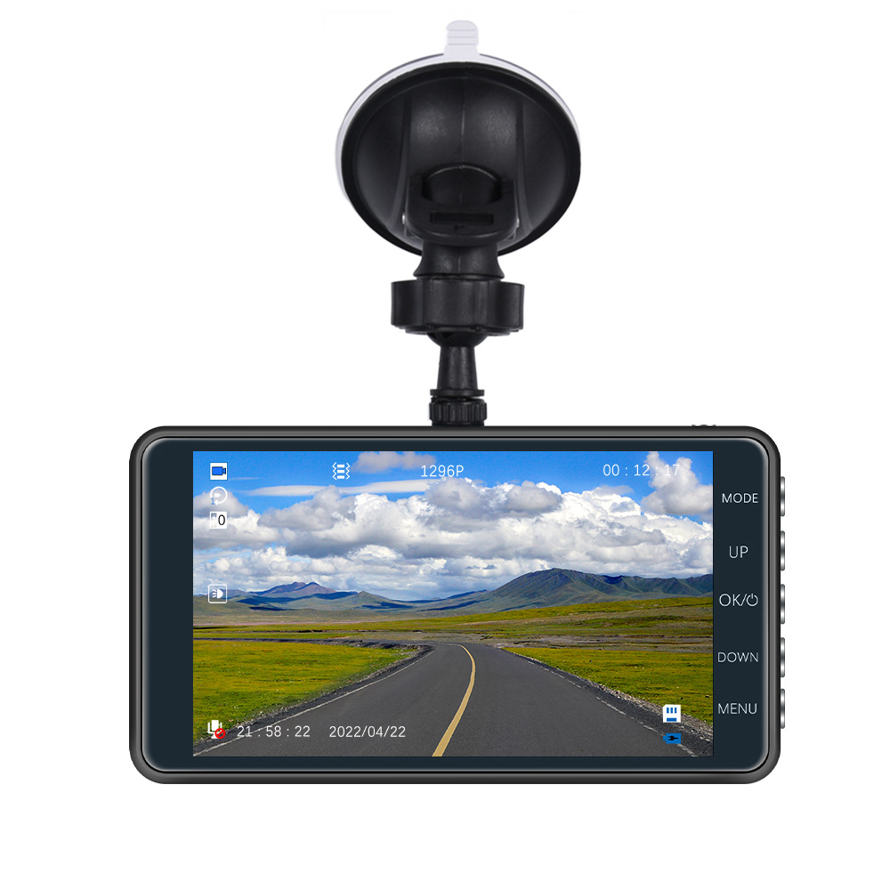 Dash cam suction mount, road view