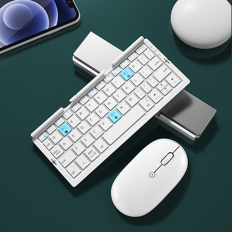 Foldable Bluetooth Keyboard with Stand - White