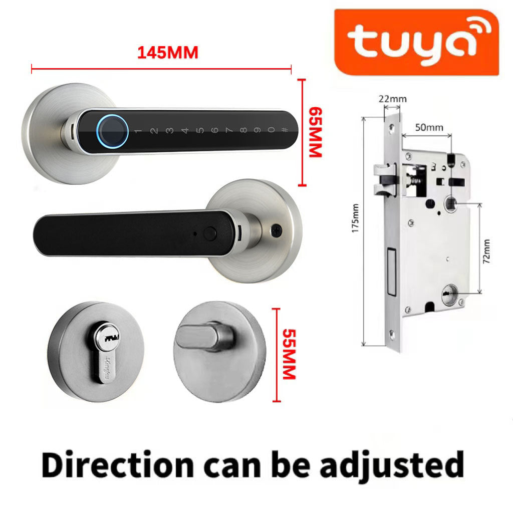 SecureHandle Pro™ | Smart Fingerprint Door Lock with Keypad & Key Access