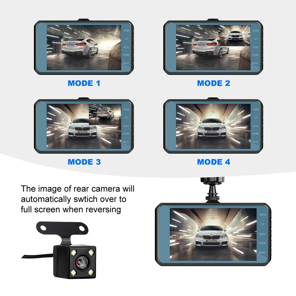 Dual dash cam display modes