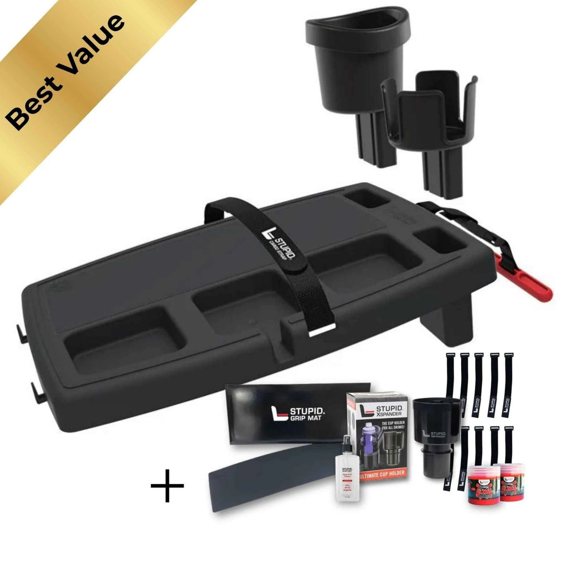 The Professional Workspace in Onyx Black with cup holder attachment, straps and cleaning kit, labeled Best Value