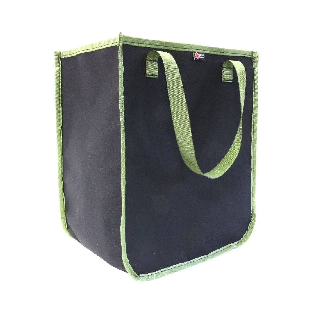Black Tactical Tote with light green handles and light green edge trim