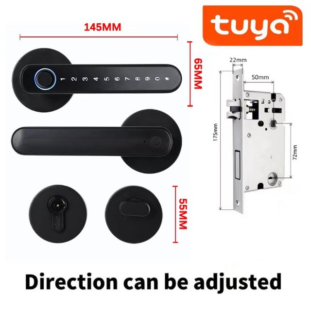 SecureHandle Pro™ | Smart Fingerprint Door Lock with Keypad & Key Access