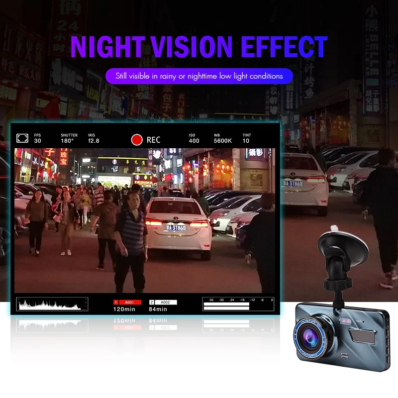 Night vision effect city footage
