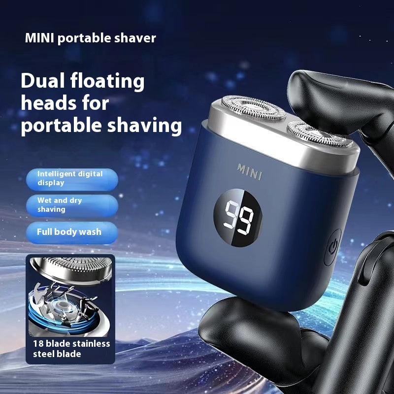 Portable electric shaver with dual heads